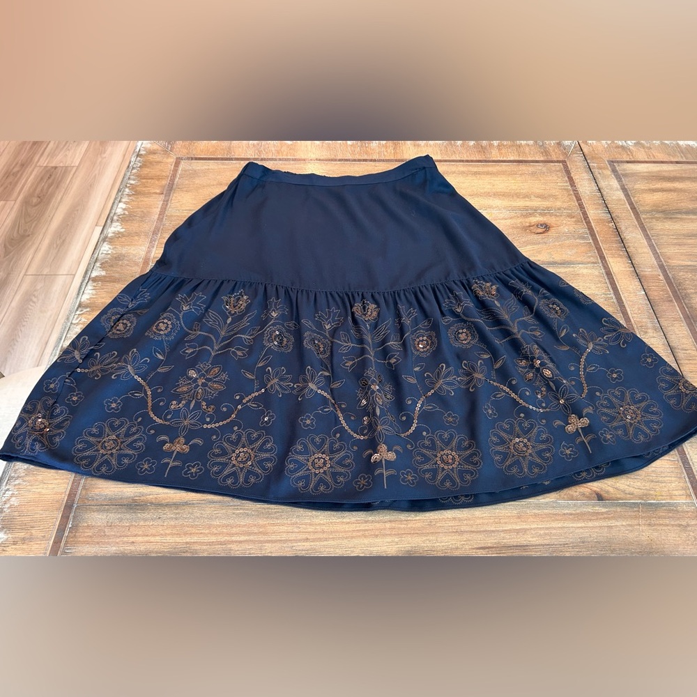 Coldwater Creek Boho Floral Skirt with Sequins~ size PXL